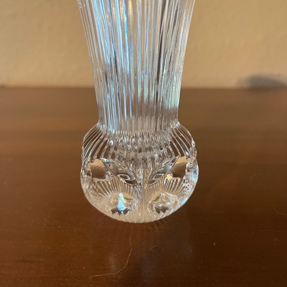 Vintage Fostoria Crystal "Melissa" Ribbed Bud Vase Thumb Imprint Base - Picture 2 of 5